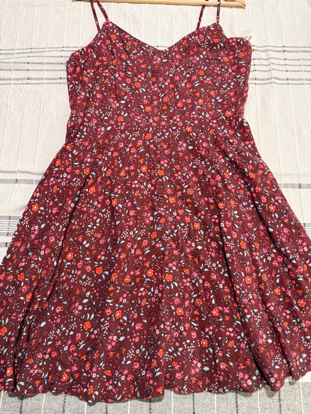 GAP Burgundy Floral Spaghetti Strap Dress